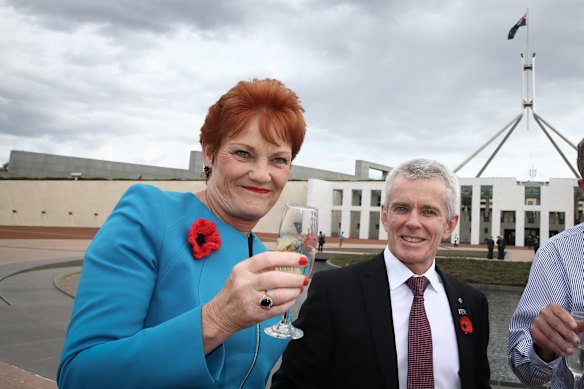 Senator Pauline Hanson and Senator Malcolm Roberts congratulated US Presidential candidate Donald Trump after his 2016 election victory. 