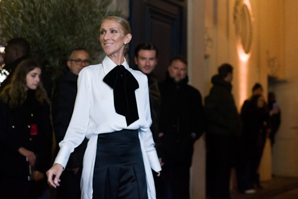 Canadian singer, Celine Dion, arrives for the Armani show as part of Paris Haute Couture Fashion Week Spring/Summer 2019-2020.