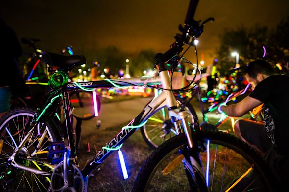You Are Here neon bike ride