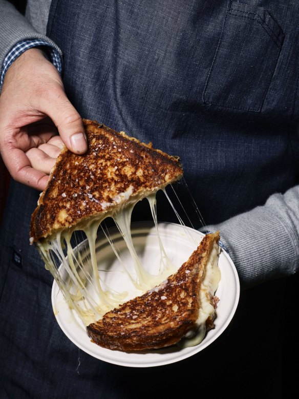 The all-American grilled cheese toastie at Maker and Monger, Prahran Market.