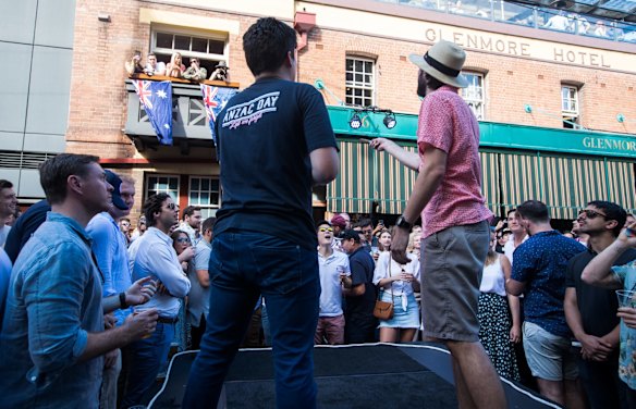 Two-up at The Glenmore Hotel in the Rocks. Anzac Day 2019.