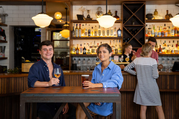 Matt Johnson and Shirin Keeble enjoy a drink at the Forresters in Surry Hills.
