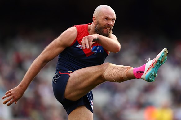 Kicking on: Melbourne skipper Max Gawn is off contract in 2027, and wants to finish his career as a one-club player.