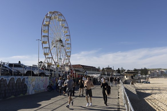 Sydney residents exercising at Bondi Beach on Saturday, July 3 during lockdown.