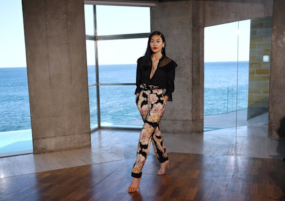 Models showcase Myer's spring collections at a private home in Coogee. 