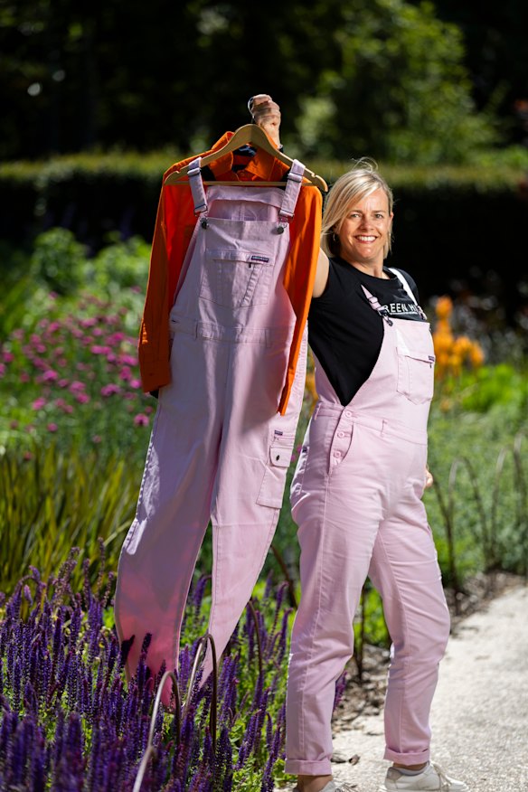 Horticulturalist Olivia Thwaites started her brand Green Hip in 2010, after she couldn’t find proper workwear for women. She’s photographed here at the Royal Botanic Gardens in Melbourne.