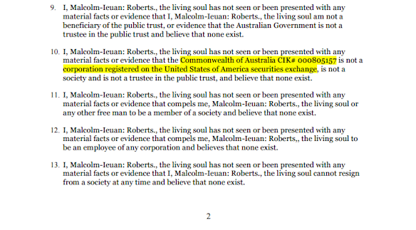 Affidavit of Malcolm Roberts, Commonwealth of Australia 