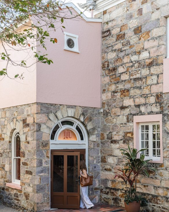 Splashes of pink on Miss Midgley’s guesthouse. 