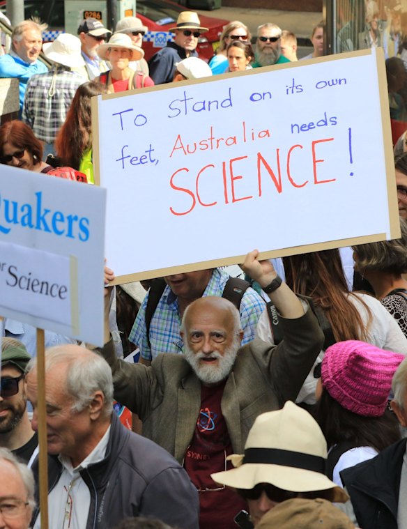The March for Science Sydney rally at Marin Place.