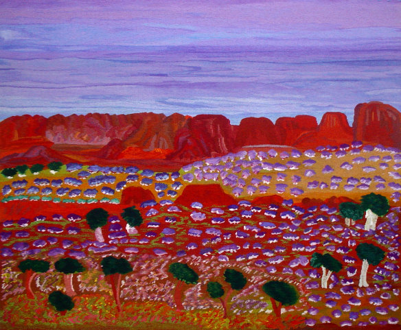 Lumpu Lumpu Country, 2004, by Daisy Andrews was the backdrop for this Sydney Festival performance.
