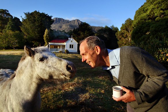 Bob Brown at Oura Oura, the property at Liffey near Launceston which he is handing over to Bush Heritage Australia,  March 2011.