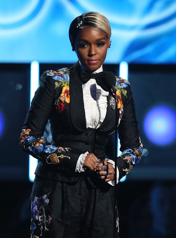 Janelle Monae delivers a powerful Time's Up message while introducing Kesha at the 60th annual Grammy Awards.