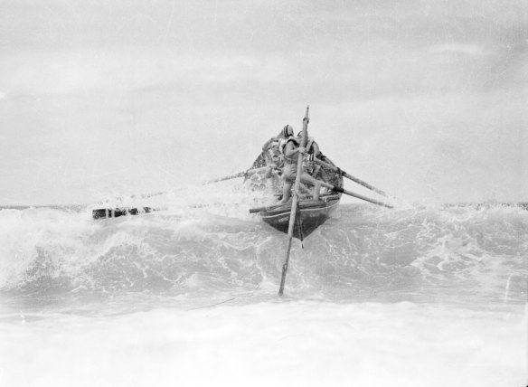 The Newport club competes in the surf boat event.