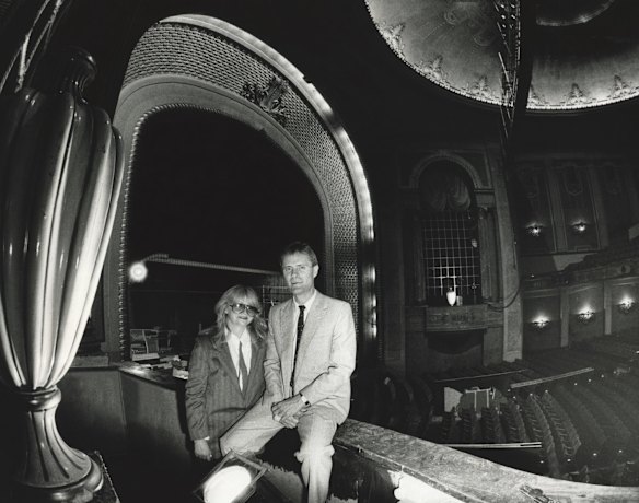 Carolyn Harper, Robert Ginn and the Palais. New owners of the Palais Theatre in St Kilda.  18 February 1986. 