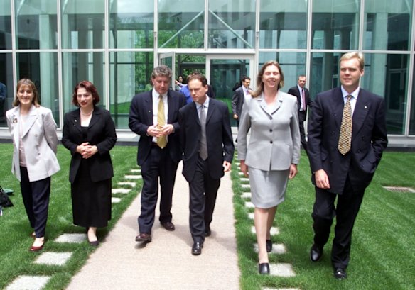 New members of  the House of Representatives during an orientation day in Parliament House in 2001, from left member for Calwell Maria Vamvakinou, member for Indi Sophie Panapoulos, member for Burke Brendan O Connor, member for Flinders Greg Hunt, member for Ballarat Catherine King and member for Casey Tony Smith.

Picture by Paul Harris /prh020131.001.008.jpg
