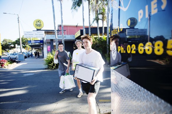 Schoolies from St Aloysius College in Sydney buy alcohol to celebrate finishing their school year.