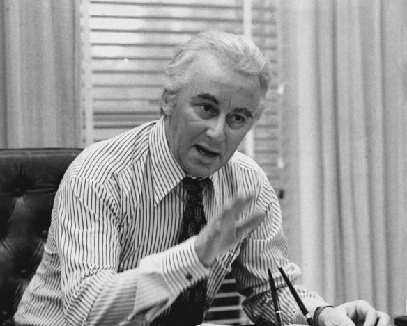 Gough Whitlam (Max Phipps) in “The Dismissal”. March 06, 1983. 