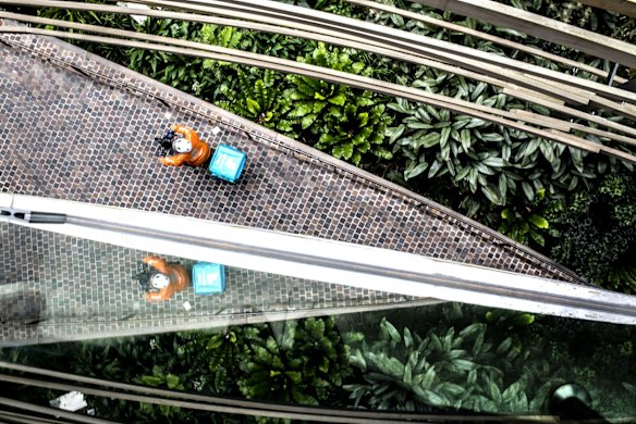 A delivery driver in a new area of Chinatown.