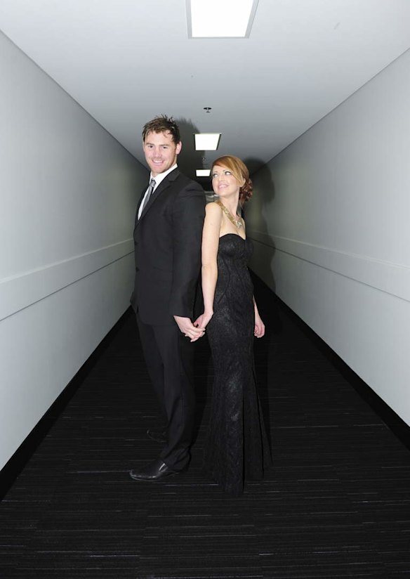 Meninga Medal presentation night at the AIS Arena in Canberra. Raiders player Joe Picker and partner Naomi Hudson.