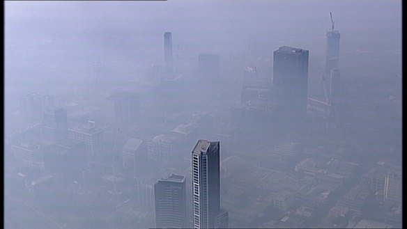 Smoke shrouds Sydney CBD.