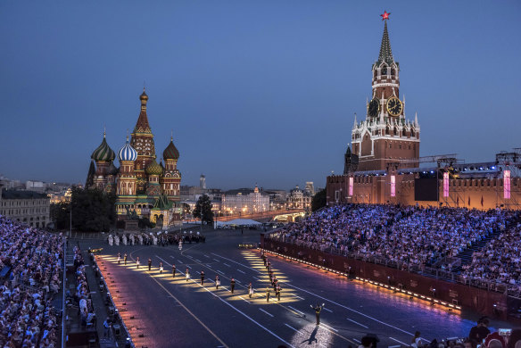 A military orchestra festival last month in Red Square in Moscow. The collapse of the Soviet Union unleashed a drive for personal enrichment.