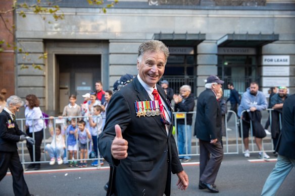 ANZAC Day march down Elizabeth St, Sydney.