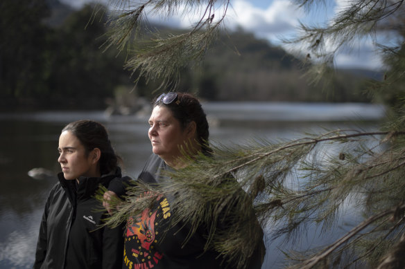 Gundungurra Traditional Owners Kazan Brown (right) and her daughter Taylor Clarke, on land that will be inundated by floodwaters if the Warragamba Dam Wall is raised.