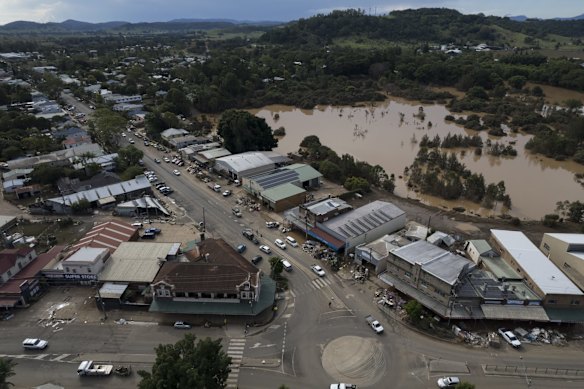 A view of Casino Street in Lismore. Homes and businesses have been devastated by fast-moving waters. 