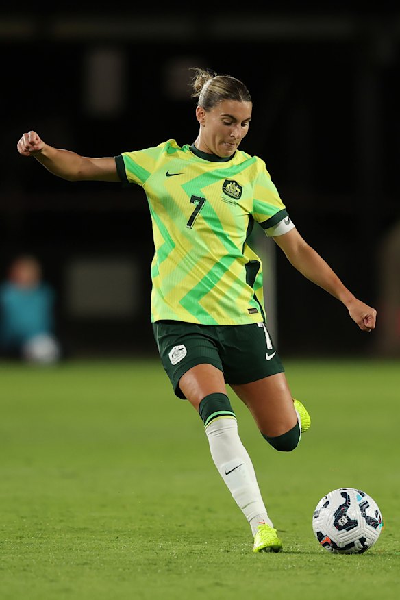 Catley with the captain’s armband after Kerr is substituted off.