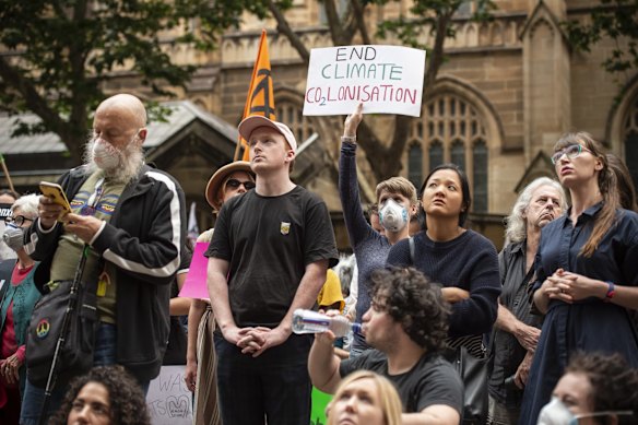 Around 20,000 people gathered at a Extinction Rebellion climate demonstration at Town Hall on Wednesday.