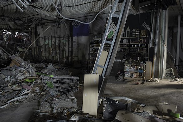 The destroyed Retroville trade center in Kyiv.
