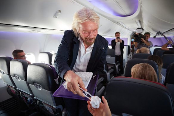 Hot towel boy: Sir Richard Branson.