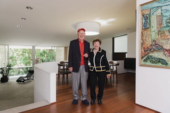 Joseph Weinreich with his wife Aneta Weinreich inside their Harry Seidler deisgned home in Vaucluse. 