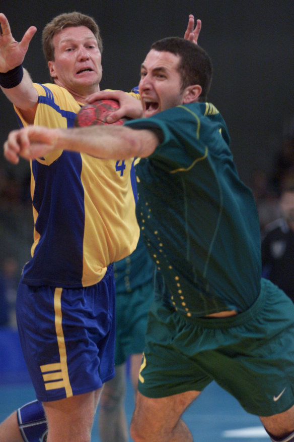 Taip Ramadani playing for Australia against Sweden at the Sydney 2000 Olympics.