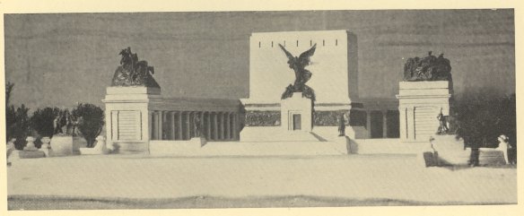 Coming fifth place in the Shrine design competition was this cenotaph surrounded by colonnades, designed by Arthur Stephenson and Percy Meldrum.