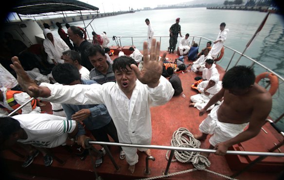 Imigrant survivor at Merak port.