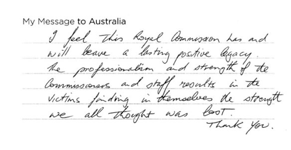 Message published in commemorative book