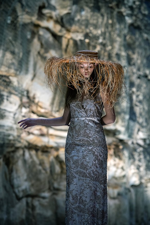 Kaleema Donovan wearing Maara Collective in the Cutaway at Barangaroo. 