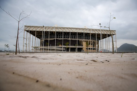 A view from the mostly abandoned Olympic Aquatics stadium at the Rio Olympic Park last week.