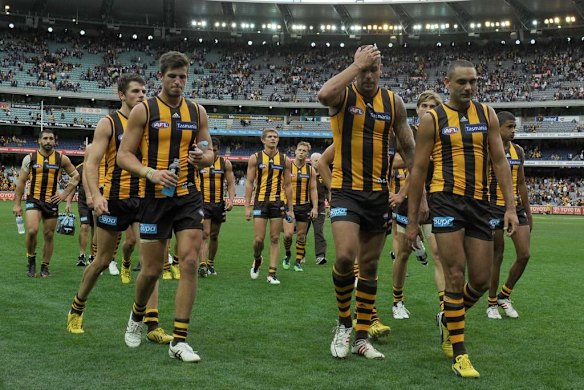 Kennett's Curse is still alive as Hawthorn walk off the MCG after their tenth consecutive loss to Geelong.