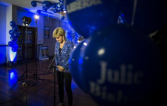 Julie Bishop speaks to the media at the Liberal Party function in Subiaco, WA.