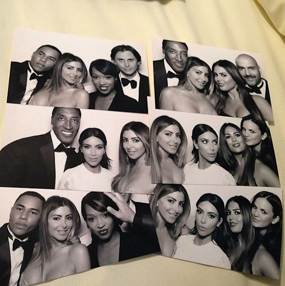 A collection of photos from the wedding photo booth.