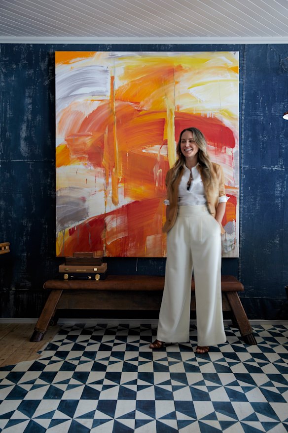 Court at home in Bundeena. The artwork is by Angus Nivison.