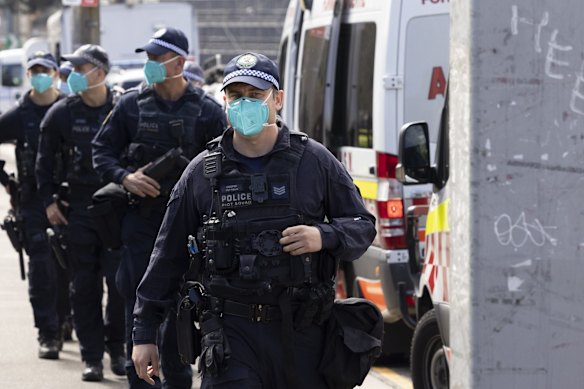 A heavy police presence ahead of an anticipated anti-lockdown rally in Sydney.