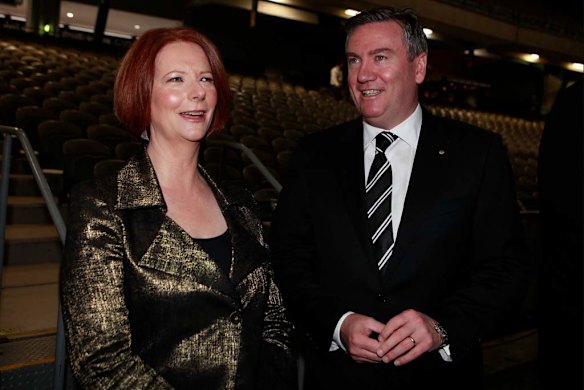 2011. With Prime Minister (and Western Bulldogs fan) Julia Gillard at the North Melbourne Football Club Grand Final Breakfast at Etihad Stadium.