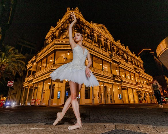 Take a bow: Western Australian Ballet soloist Kiki Saito graces the freshened-up face of His Majesty’s Theatre.