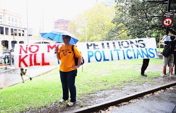 SYDNEY, AUSTRALIA - MARCH 16:  Protesters demonstrate against the Abbott led Coalition Government on March 16, 2014 in Sydney, Australia. March In March is a nationwide grassroots protest organized to deliver a statement of no confidence in the current Australian Government.  (Photo by Don Arnold/Getty Images)