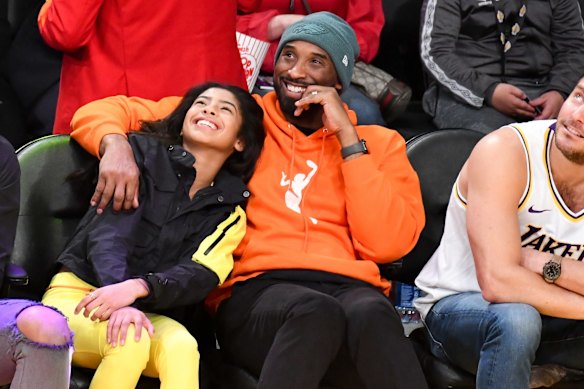 2019: Kobe Bryant and daughter Gianna Bryant attend a basketball game between the Los Angeles Lakers and the Dallas Mavericks at Staples Center in Los Angeles, California.