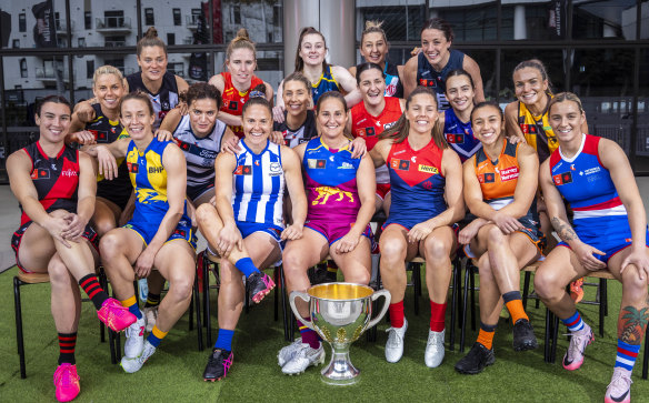 The AFLW captains gather ahead of the 2024 season.