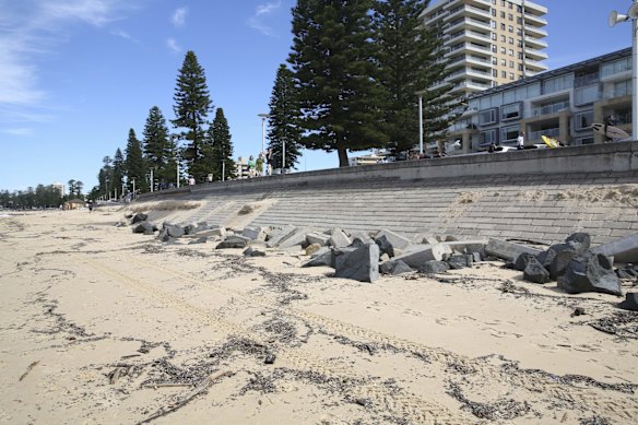 Sections of beach all along Collaroy and South Narrabeen have been left with erosion.